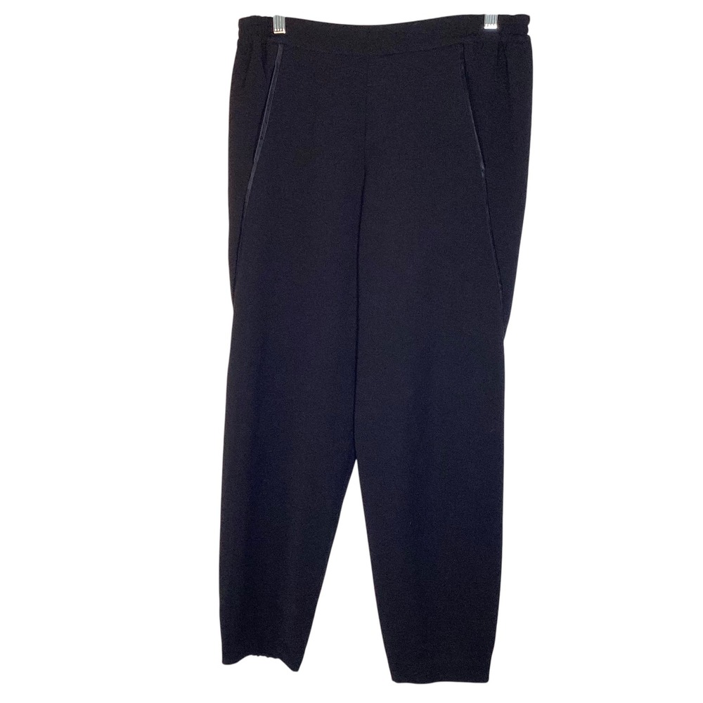 Vince Womens‎ Black Crepe Satin Trim  Trousers Tapered Pants Size M Luxury EUC